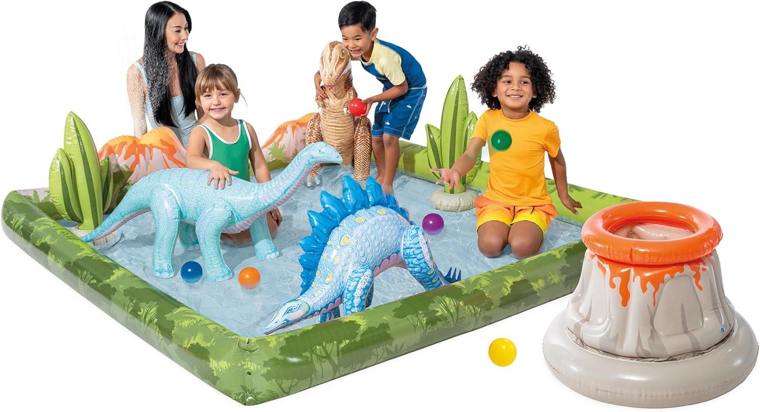 imageINTEX 57128MW Shark Play Center Inflatable Kiddie Pool 615in x 51in x 33in Ages 2Multicolor