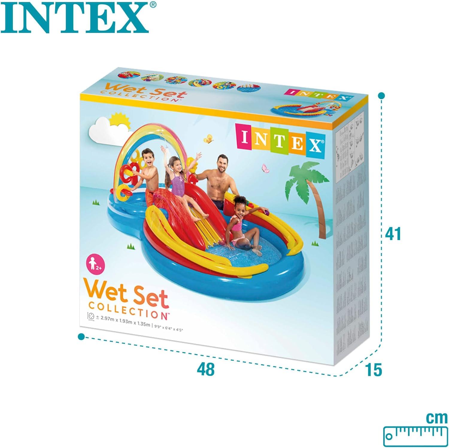 imageINTEX 57128MW Shark Play Center Inflatable Kiddie Pool 615in x 51in x 33in Ages 2Multicolor