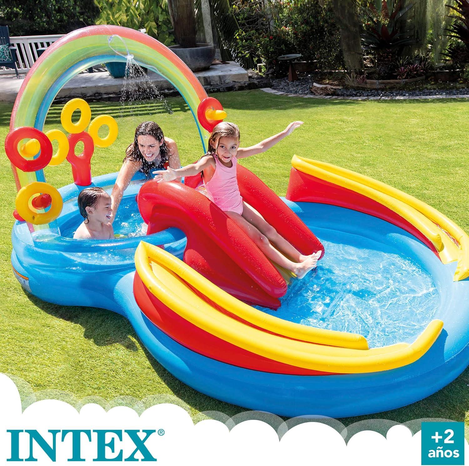 imageINTEX 57128MW Shark Play Center Inflatable Kiddie Pool 615in x 51in x 33in Ages 2Multicolor