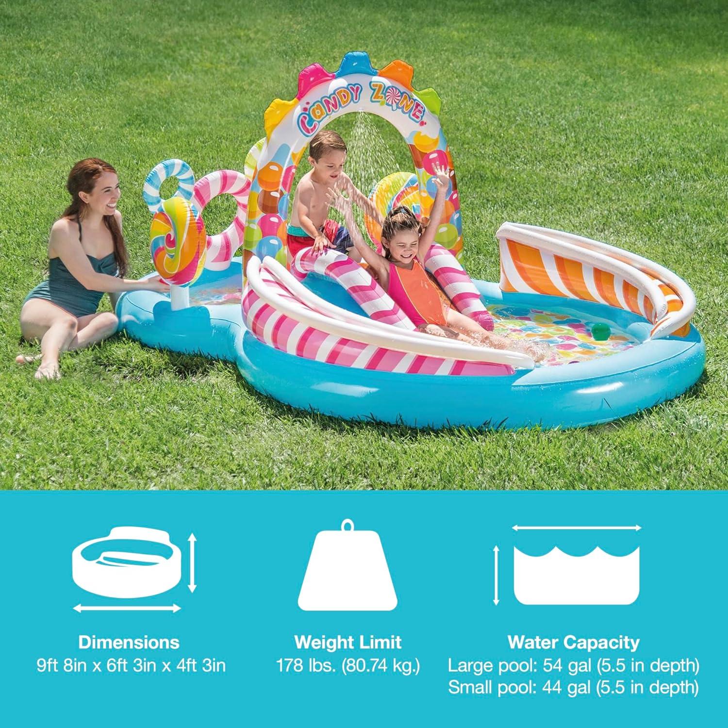 imageINTEX 57128MW Shark Play Center Inflatable Kiddie Pool 615in x 51in x 33in Ages 2Multicolor