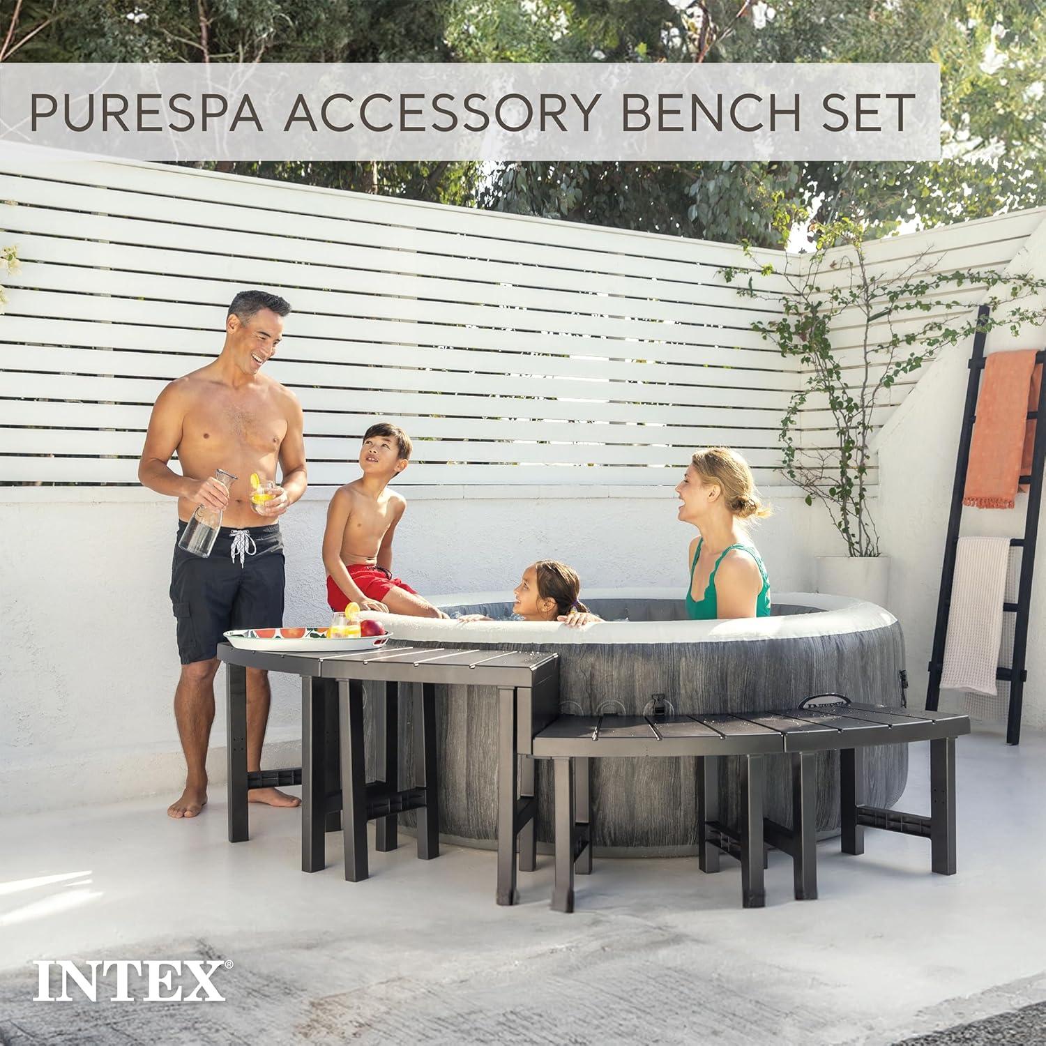 imageIntex Set of 4 PureSpa Benches 2 Medium and 2 Tall Bench Accessories Compatible with Inflatable Hot Tub 4 Person Spas Bench Accessories Only