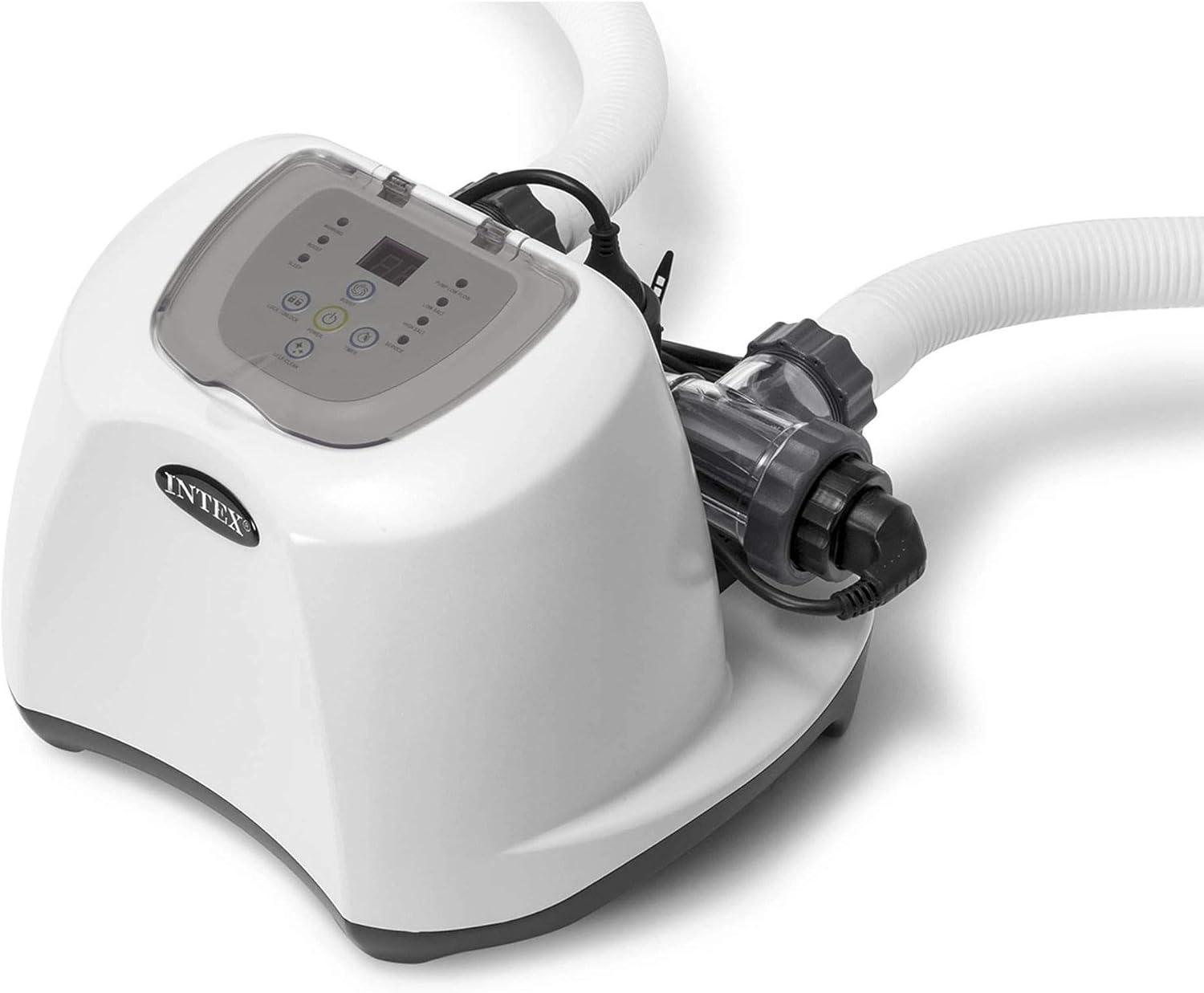 imageIntex 2800 Gallon Per Hour Pool Filter Sand Pump with Built In Automatic Timer and Krystal Clear Saltwater System Swimming Pool Chlorinator