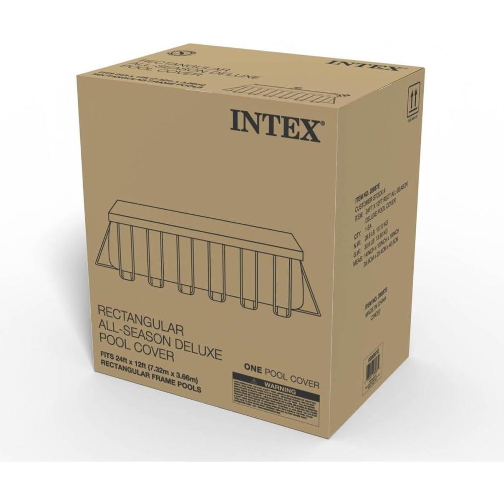 imageIntex 24FT X 12FT Rectangular AllSeason Deluxe Winter Pool Cover for Above Ground Pools