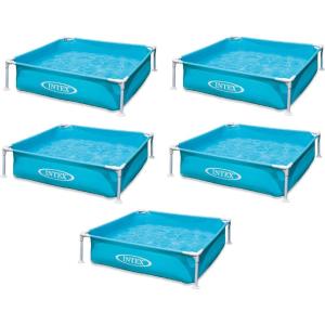 Intex Mini Frame Kiddie 4ft x 4ft x 12in Beginner Frame Swimming Pool (5 Pack)