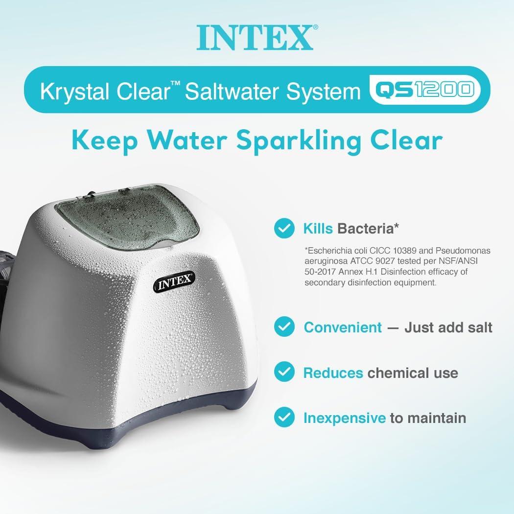 imageIntex 3000 GPH Sand Filter Pump with BuiltIn Timer and Krystal Clear Saltwater System Maintenance Set for Above Ground Outdoor Swimming Pools