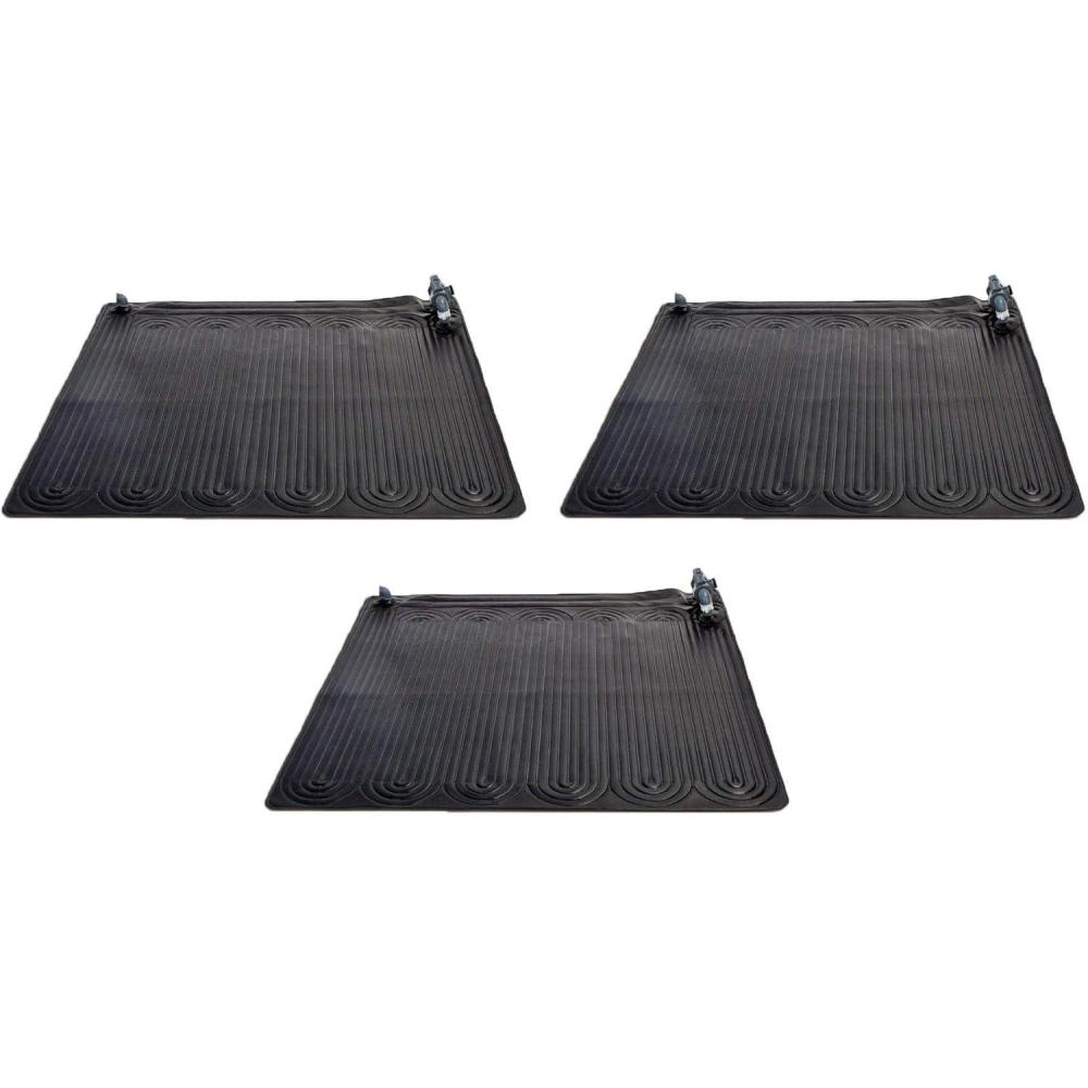 imageIntex 47x47 Solar Pool Water Heater Mat for 8000 Gallon Above Ground Swimming Pool with Hose Attachment 2 Adaptors and Bypass Valve Black 3Pack