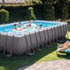 Intex 24ft X 12ft X 52in Ultra Frame Rectangular Pool Set with Sand Filter Pump, Ladder, Ground Cloth & Pool Cover