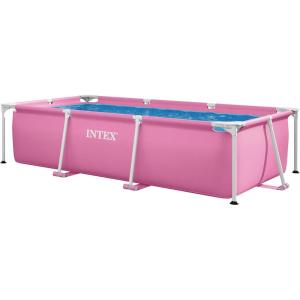 INTEX Above-Ground Swimming Pool, Rectangular Frame 8.5ft x 5.3ft x 26in Outdoor Backyard Pool – Quick and Easy Set Up – for Ages 6 and Up, Pink(8.5′ x 5′ x 26″)