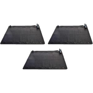 Intex 47’x47′ Solar Pool Water Heater Mat for 8,000 Gallon Above Ground Swimming Pool with Hose Attachment 2 Adaptors and Bypass Valve, Black (3-Pack)