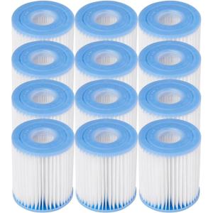 Intex Swimming Pool Easy Set Filter Cartridge Replacement Type H for Filter Pumps 28601 & 28602 (12 Pack)