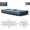 Intex Ultra XTR Heavy Duty Rectangular Above Ground Swimming Pool with Complete Set of Maintenance Kit, Ladder, and Sand Filter Pump, Gray