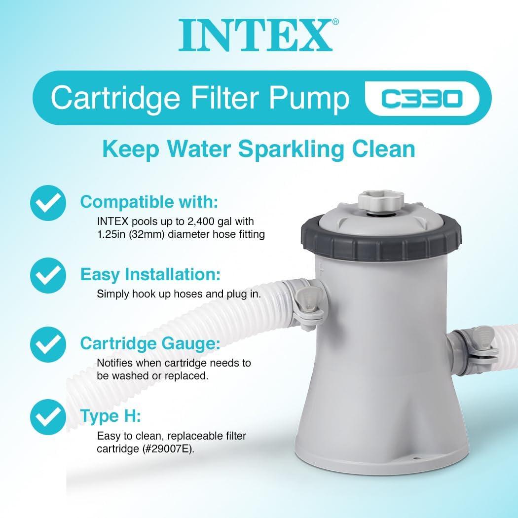 imageIntex 8ft x 30in Easy Set Inflatable Swimming Pool with 330 GPH Filter Pump