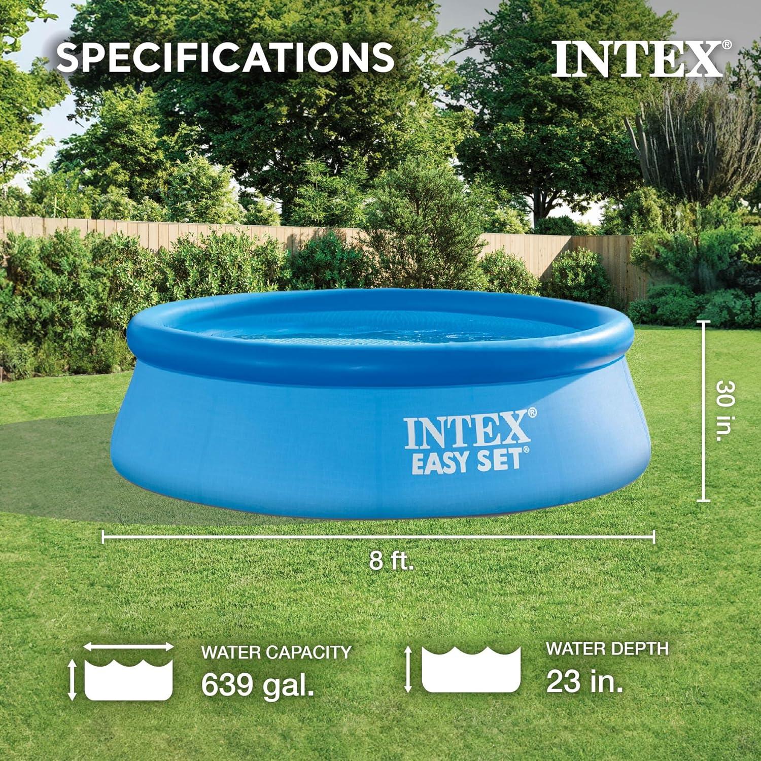 imageIntex 8ft x 30in Easy Set Inflatable Swimming Pool with 330 GPH Filter Pump