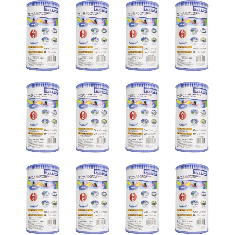imageIntex Filter Cartridge Type A 59900E  Replacement Type A and C For Easy Set Pool Filters  12 Pack