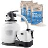 Intex 26679EG Krystal Clear 2650 GPH Sand Filter Pump for Above Ground Pools Bundled with OptiFlow 3 Pack Premium Pure Silica Filter Sand, 50 lb Bags(2 150 GPH)