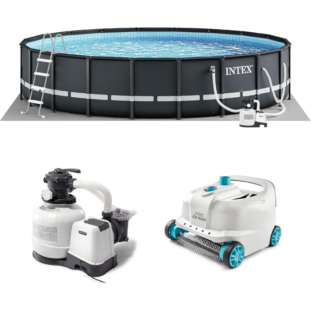 imageINTEX 26333EH Ultra XTR 20ft x 48in Above Ground Swimming Pool Set with Sand Filter Pump and Deluxe Automatic Vacuum Cleaner