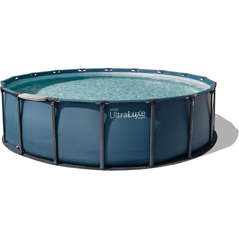 imageINTEX 28825EH 16ft X 52in UltraLuxe Premium Swimming Pool Set with Dual Sand Filter Pump and Saltwater System Pool Ladder Skimmer Pool Tray Pool Cover Water Analyzer TJoint LED Solar Light18 x 52