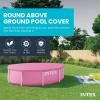 INTEX 28030E Pool Cover: For 10ft Round Metal Frame Pools – Includes Rope Tie – Drain Holes – 10in Overhang – Snug Fit