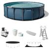 INTEX 28825EH 16ft X 52in UltraLuxe Premium Swimming Pool Set with Dual Sand Filter Pump and Saltwater System, Pool Ladder, Skimmer, Pool Tray, Pool Cover, Water Analyzer, T-Joint LED Solar Light(18′ x 52″)