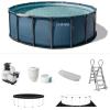 INTEX 28825EH 16ft X 52in UltraLuxe Premium Swimming Pool Set with Dual Sand Filter Pump and Saltwater System, Pool Ladder, Skimmer, Pool Tray, Pool Cover, Water Analyzer, T-Joint LED Solar Light(16′ x 52″)