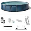 INTEX 28825EH 16ft X 52in UltraLuxe Premium Swimming Pool Set with Dual Sand Filter Pump and Saltwater System, Pool Ladder, Skimmer, Pool Tray, Pool Cover, Water Analyzer, T-Joint LED Solar Light(24′ x 52″)