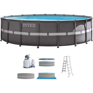 Intex 18ft X 52in Ultra Frame Pool Set with Sand Filter Pump, Ladder, Ground Cloth & Pool Cover