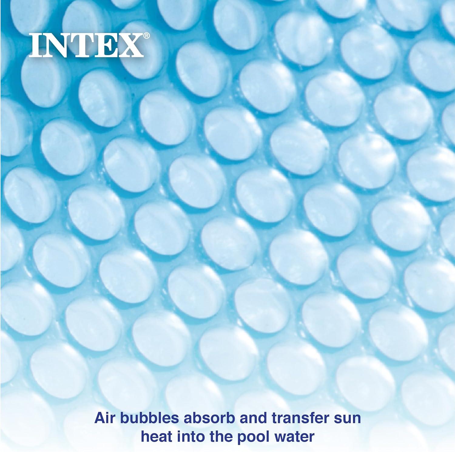 imageIntex Solar Pool Cover for 18 x 9 Rectangular Frame Outdoor Swimming Pools with Carrying Storage Bag Pool Cover Only BlueSolar Cover