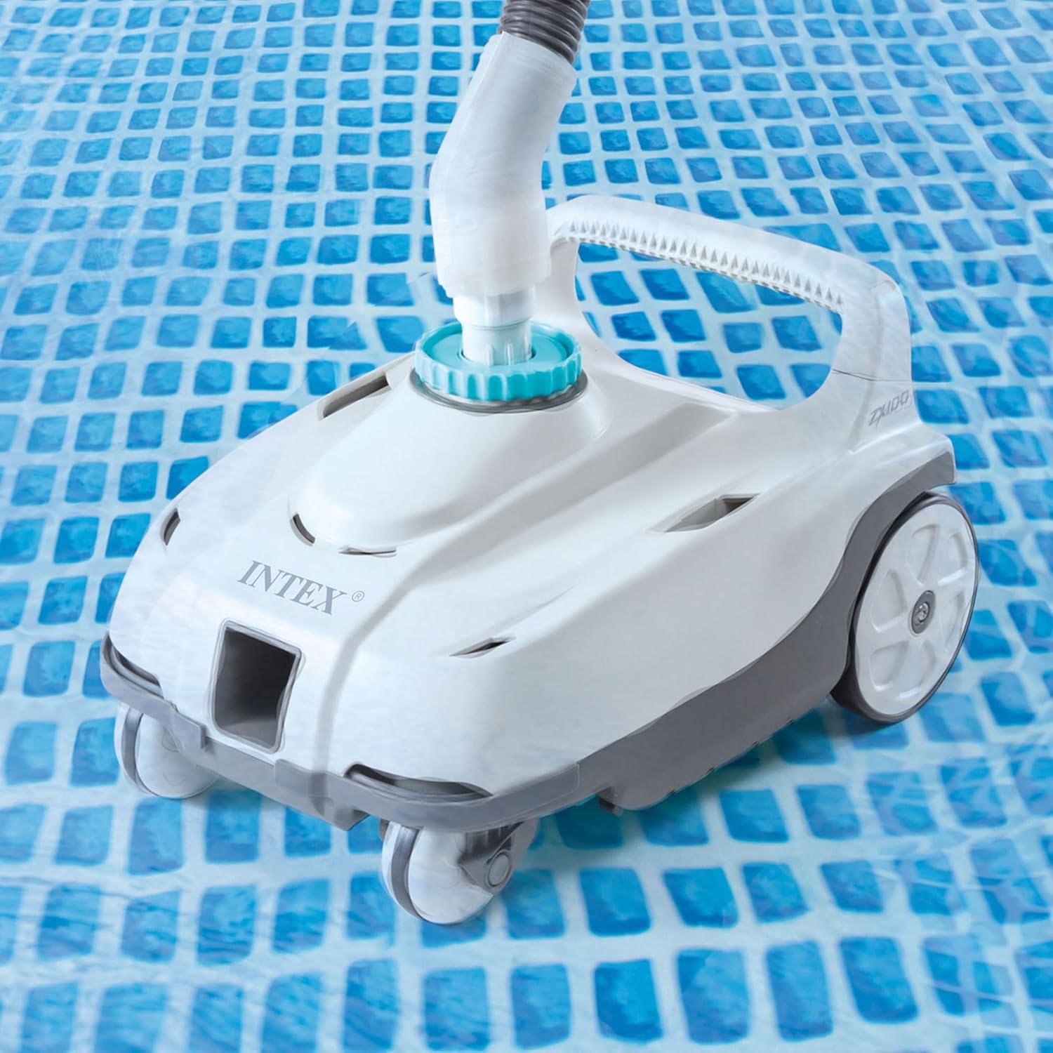 imageIntex ZX100 Automatic Pressure Side Swimming Pool Cleaner with 26679EG 2150GPH 16 Krystal Clear Saltwater System and Sand Filter Pump