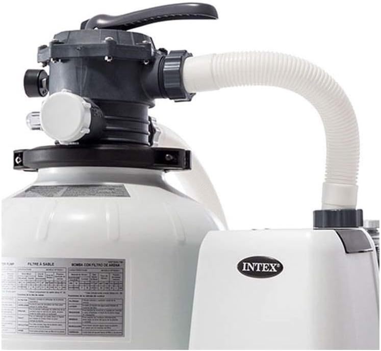 imageIntex 2800 GPH Above Ground Pool Sand Filter Pump Bundled with Threaded Hose Adapter Pair