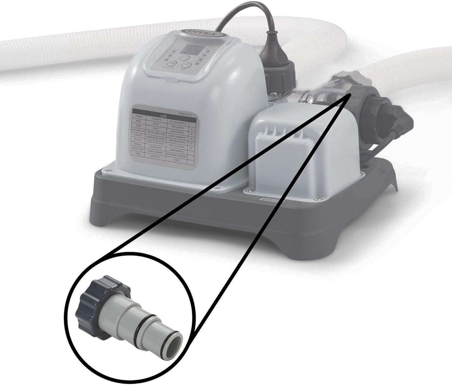 imageIntex 2800 GPH Above Ground Pool Sand Filter Pump Bundled with Threaded Hose Adapter Pair