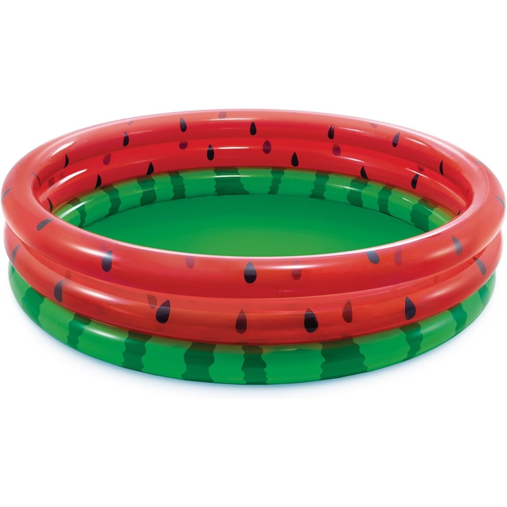 imageIntex 66Inch Round Inflatable Outdoor Kids Swimming and Wading Watermelon Pool for Ages 2 and Up