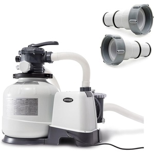 Intex 2800 GPH Above Ground Pool Sand Filter Pump Bundled with Threaded Hose Adapter (Pair)