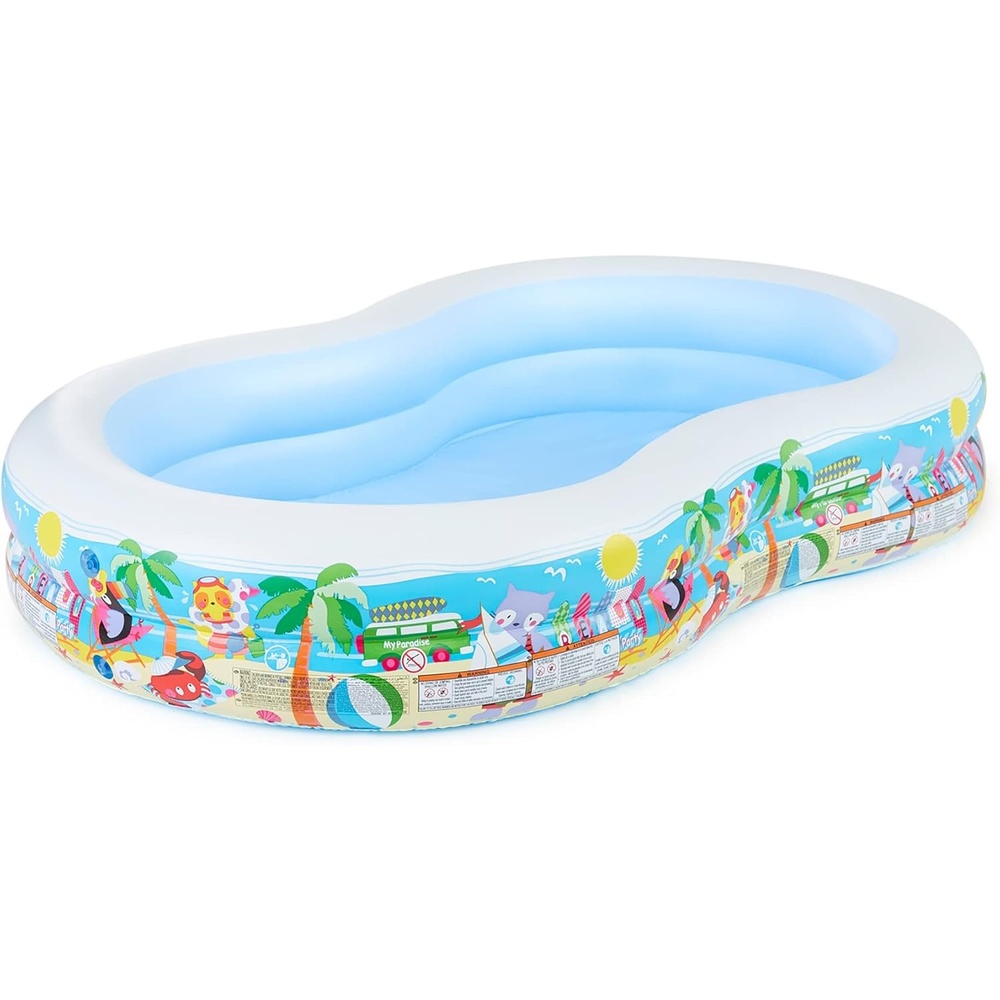 imageIntex 85ft x 525ft x 18in Swim Center Paradise Seaside Inflatable Kiddie Pool with Drain Plug for Quick and Easy Clean Up