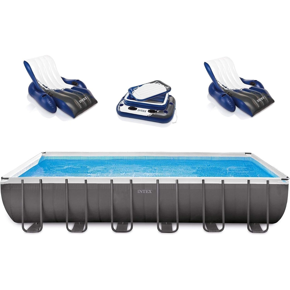image:imageIntex 54983EG Rectangular Ultra Frame Pool Set 24Feet by 12Feet by 52InchPool Set