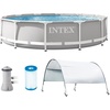 Intex 12 ft. x 30 in. Metal Frame Above Ground Swimming Pool with Pump and Canopy 26711EH + 28054E