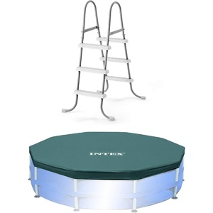 Intex Steel Frame Pool Ladder for 42” Wall Height Pools and 10’ Round Pool Cover