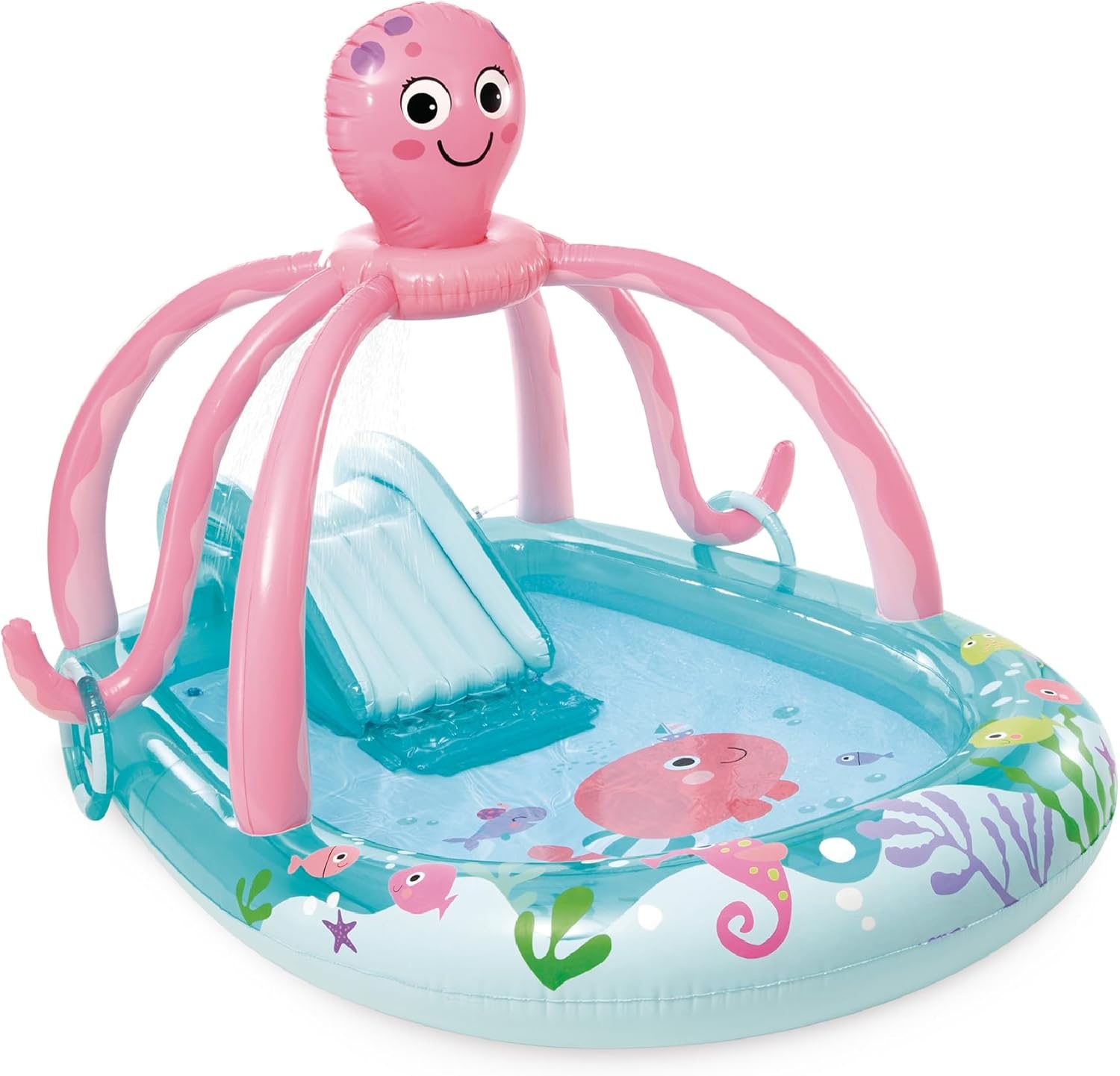 image:imageIntex 57167EP 185 Foot Long Inflatable Racing Fun Water Slide Track with 2 Surf Car Riders and Builtin Sprayer for Ages 6 and UpBlue