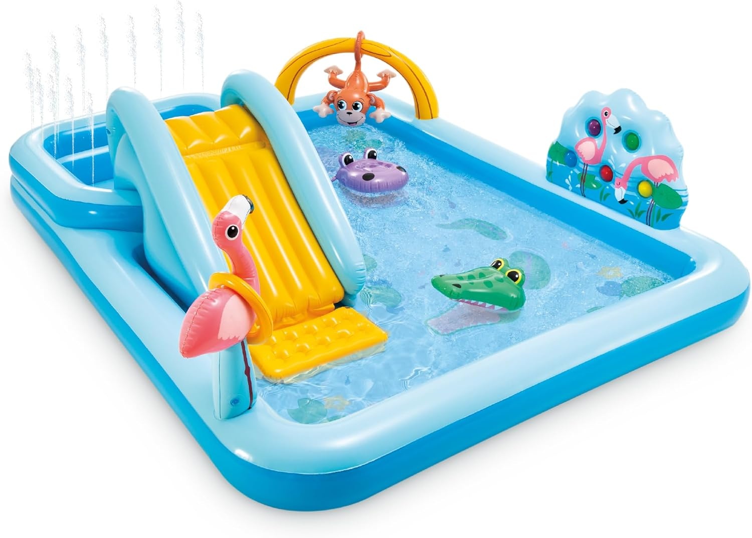 image:imageIntex 57167EP 185 Foot Long Inflatable Racing Fun Water Slide Track with 2 Surf Car Riders and Builtin Sprayer for Ages 6 and UpBlue