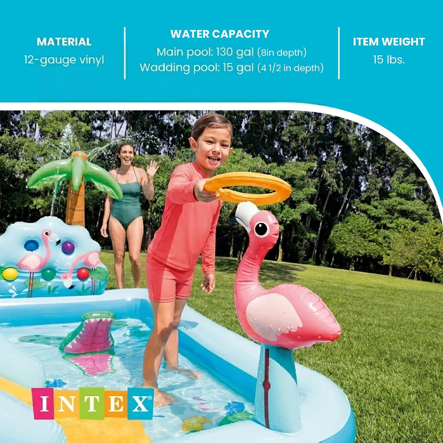 image:imageIntex 57167EP 185 Foot Long Inflatable Racing Fun Water Slide Track with 2 Surf Car Riders and Builtin Sprayer for Ages 6 and UpBlue
