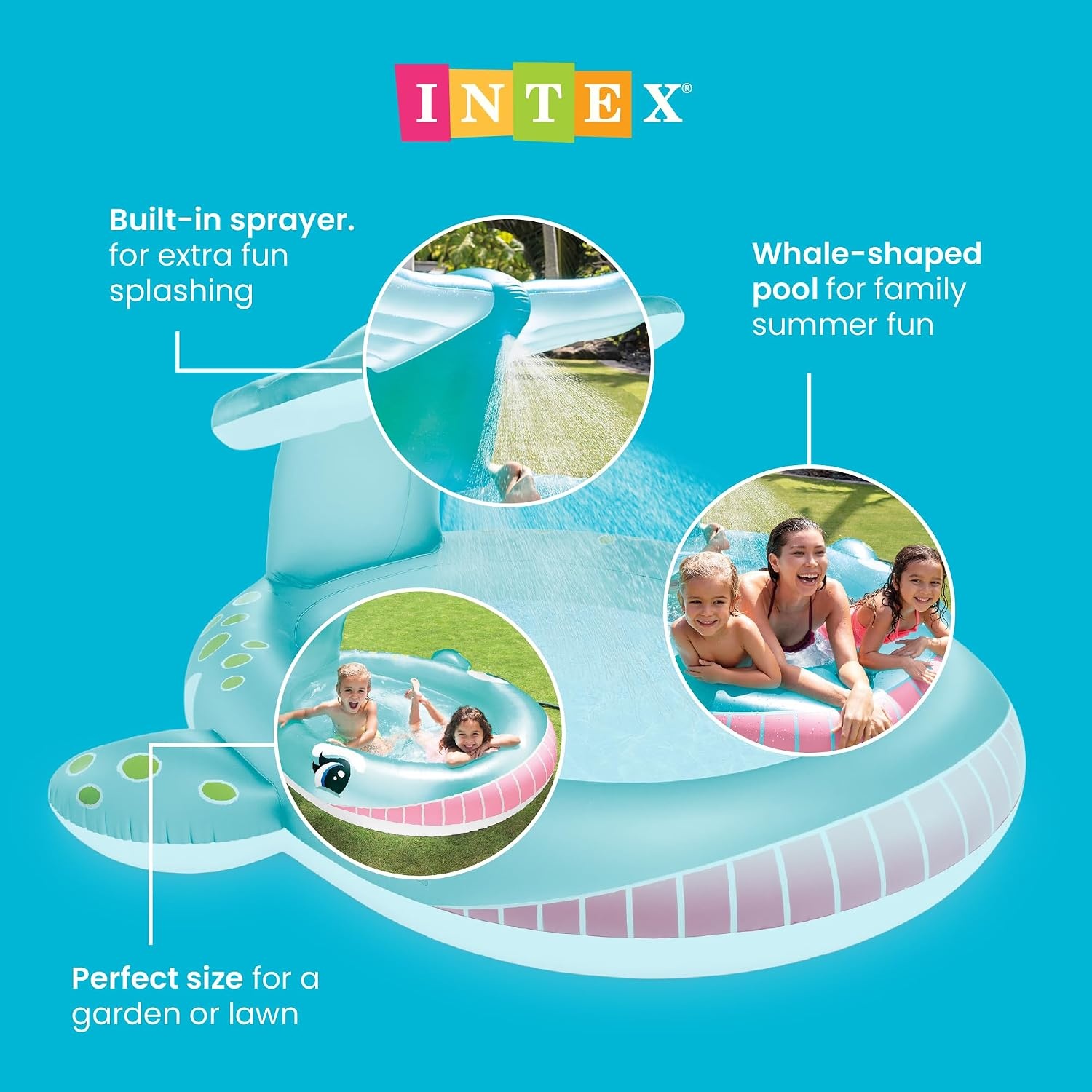 image:imageIntex 57167EP 185 Foot Long Inflatable Racing Fun Water Slide Track with 2 Surf Car Riders and Builtin Sprayer for Ages 6 and UpBlue