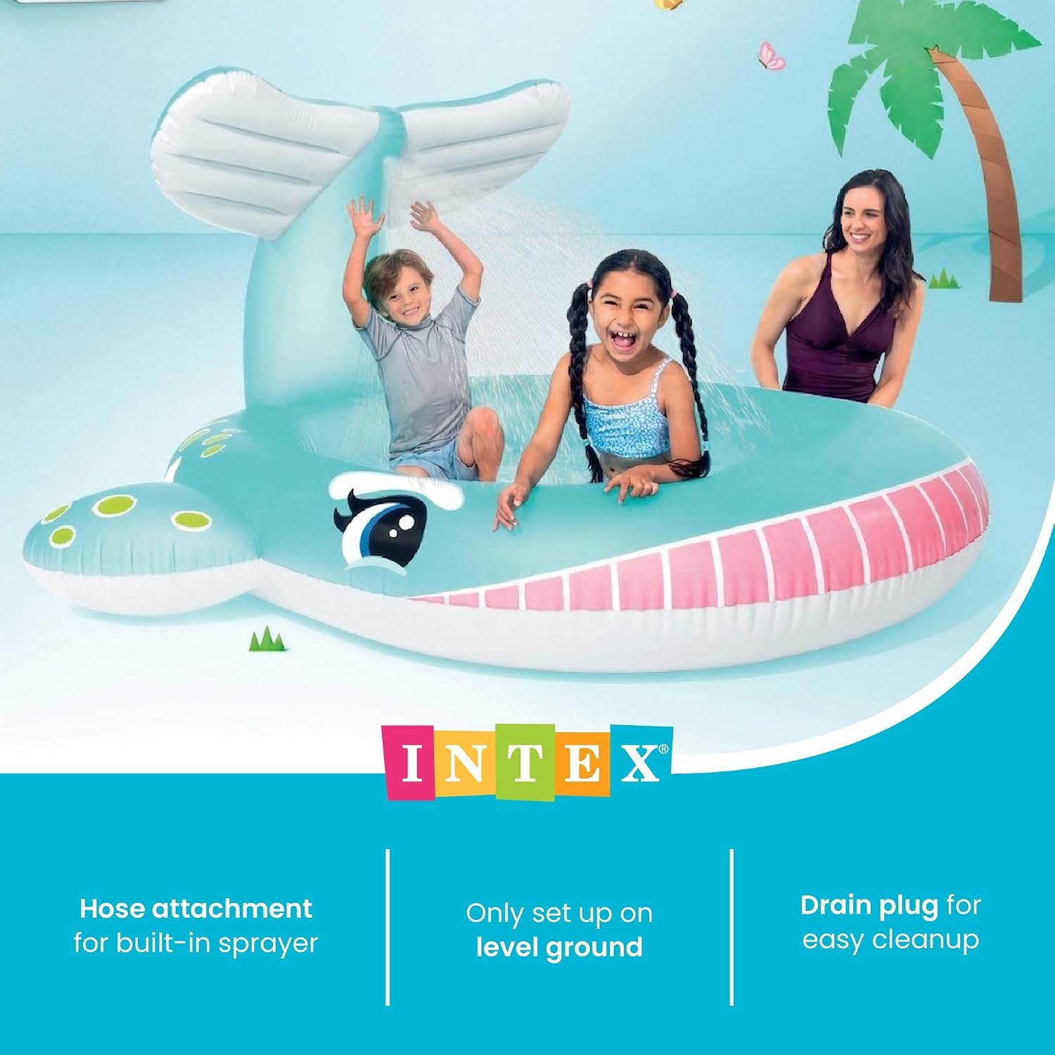 image:imageIntex 57167EP 185 Foot Long Inflatable Racing Fun Water Slide Track with 2 Surf Car Riders and Builtin Sprayer for Ages 6 and UpBlue