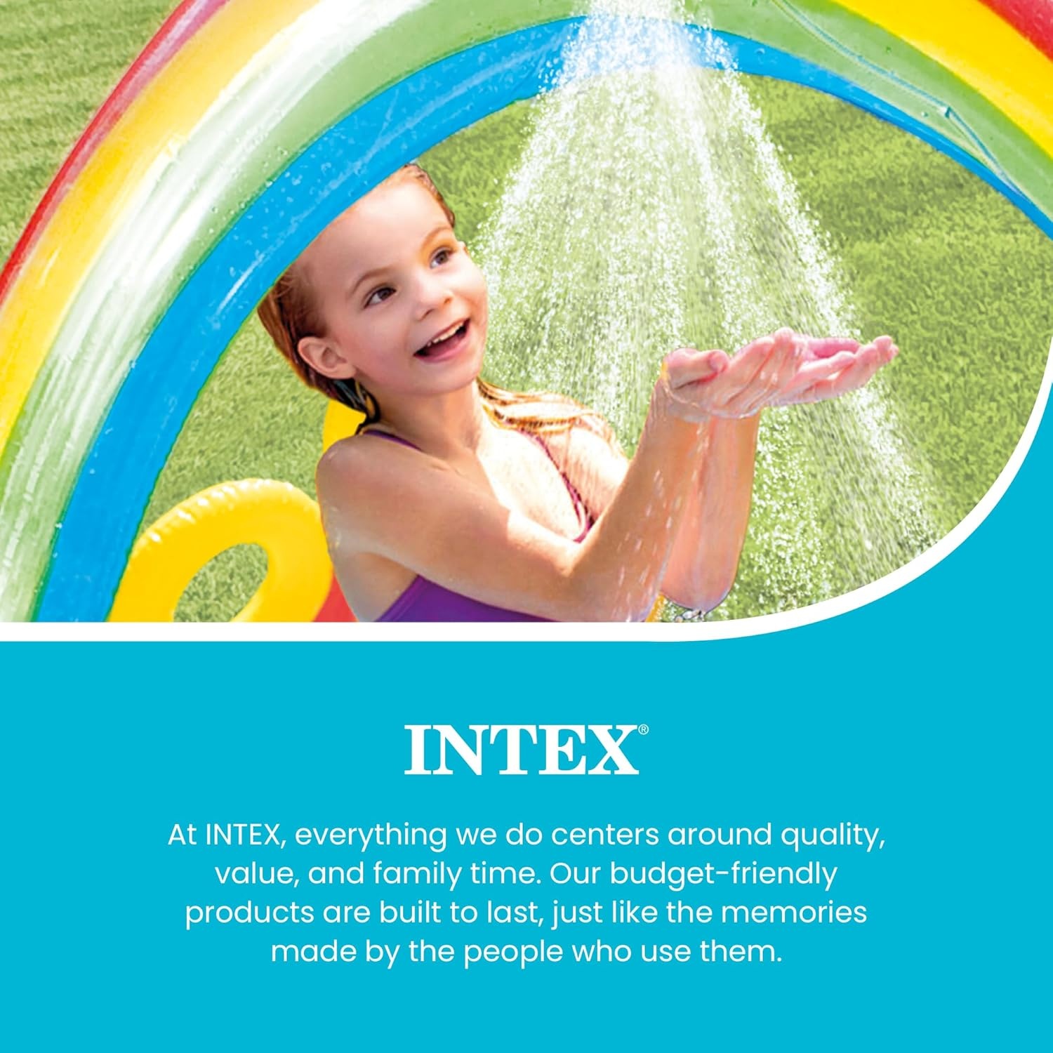 image:imageIntex 57167EP 185 Foot Long Inflatable Racing Fun Water Slide Track with 2 Surf Car Riders and Builtin Sprayer for Ages 6 and UpMulticolor