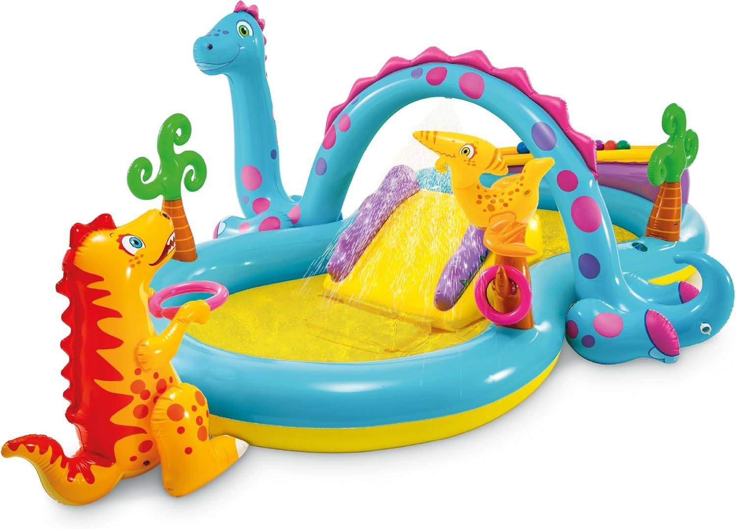 image:imageIntex 57167EP 185 Foot Long Inflatable Racing Fun Water Slide Track with 2 Surf Car Riders and Builtin Sprayer for Ages 6 and UpMulticolor