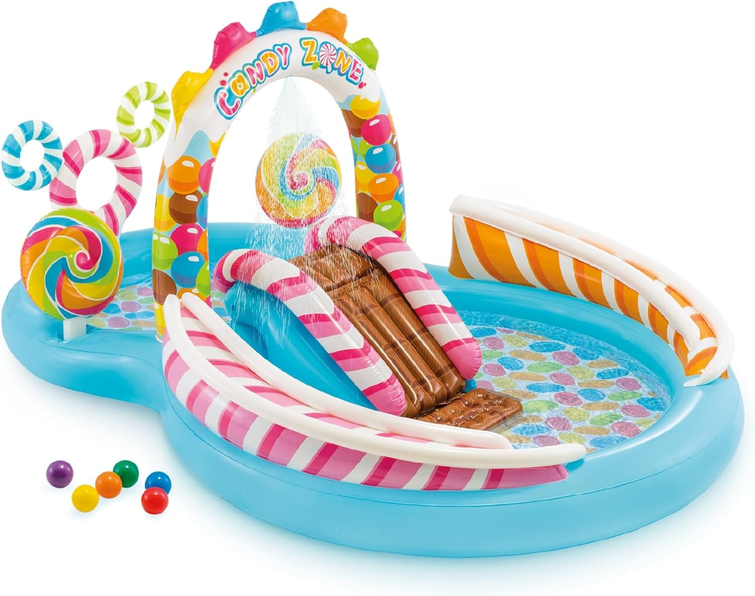 image:imageIntex 57167EP 185 Foot Long Inflatable Racing Fun Water Slide Track with 2 Surf Car Riders and Builtin Sprayer for Ages 6 and UpMulticolor