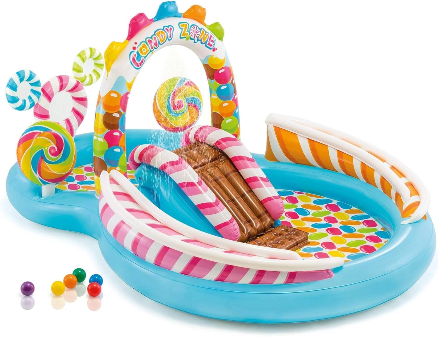 image:imageIntex 57167EP 185 Foot Long Inflatable Racing Fun Water Slide Track with 2 Surf Car Riders and Builtin Sprayer for Ages 6 and UpMulticolor