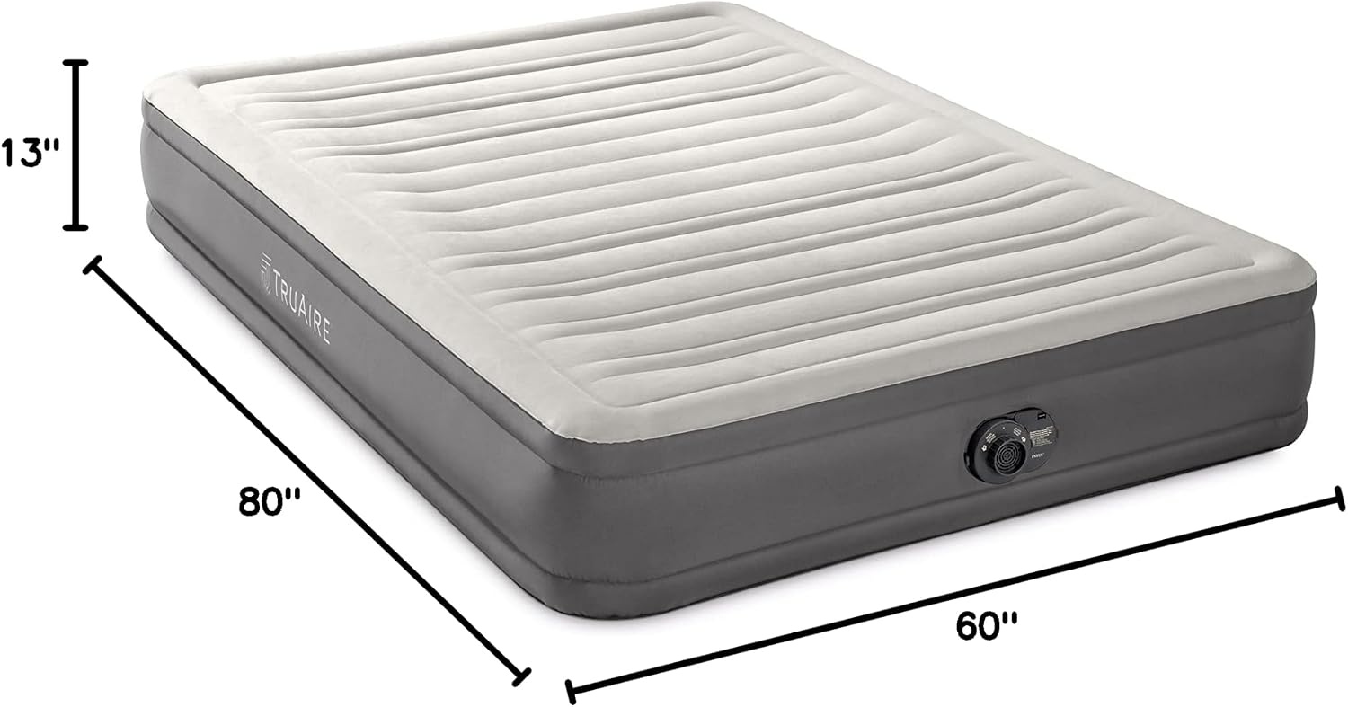 image:imageINTEX 64091ED TruAire Luxury Air Mattress FiberTech Twin Size Builtin Electric Pump 18in Bed Height 330lb Weight CapacityQueen