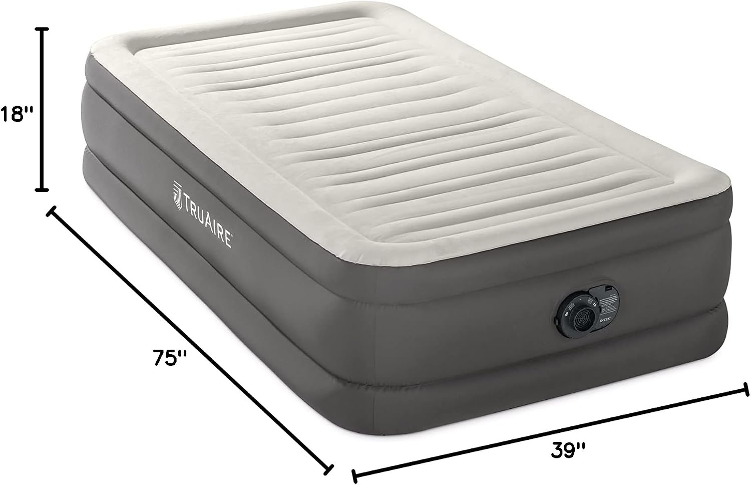 image:imageINTEX 64091ED TruAire Luxury Air Mattress FiberTech Twin Size Builtin Electric Pump 18in Bed Height 330lb Weight CapacityTwin