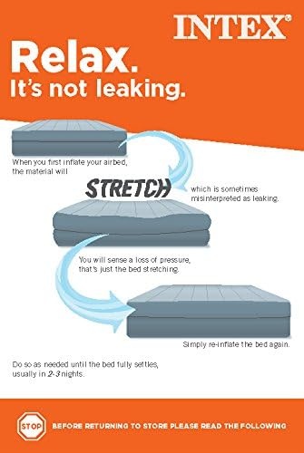 image:imageIntex 22in Queen DuraBeam Deluxe Inflatable Blow Up Elevated Air Mattress Airbed with Built in Pump for Home Camping Guests Ultra Comfort