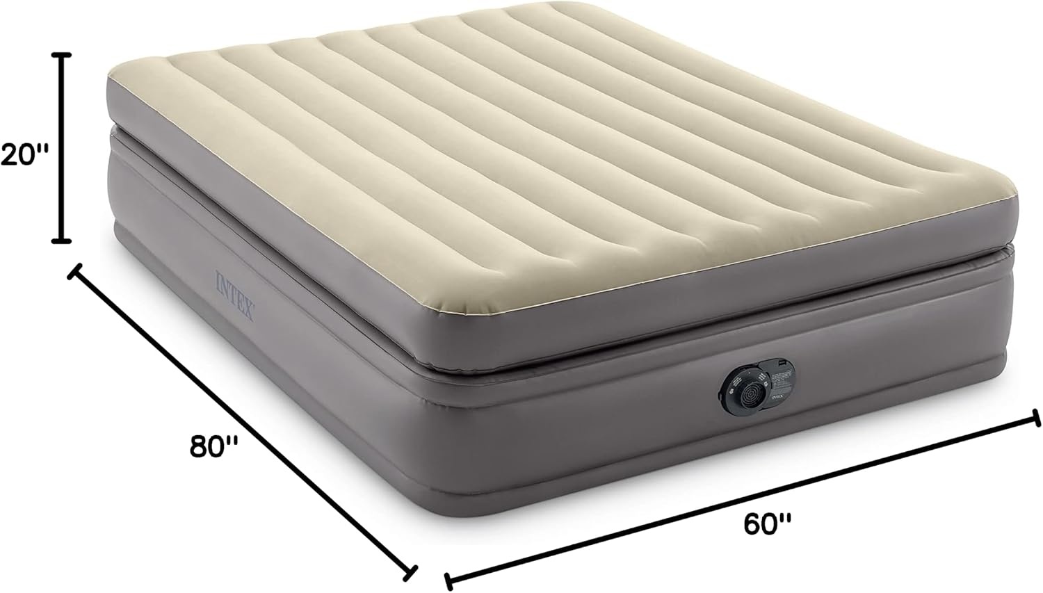 image:imageIntex 64161ED Twin Prime Comfort Elevated Air Mattress FiberTech Twin Size Builtin Electric Pump 20in Bed Height 300lb Weight CapacityQueen