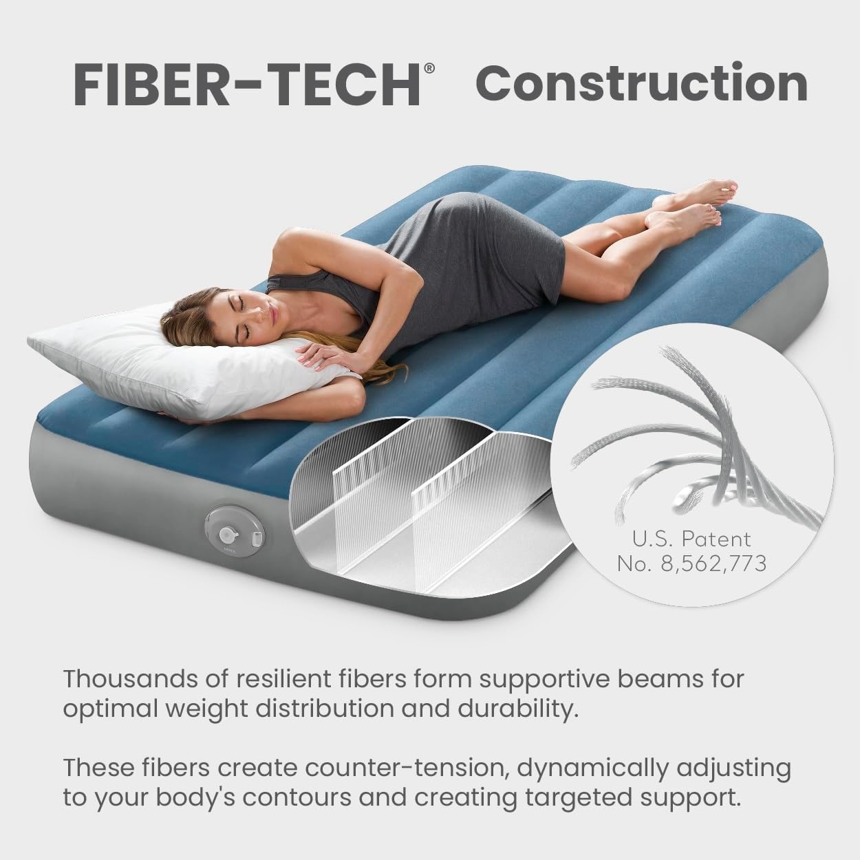 image:imageIntex 64189EP 10in Queen DuraBeam Prestige Downy Air Mattress with Rechargeable Pump for Travel and CampingTwin